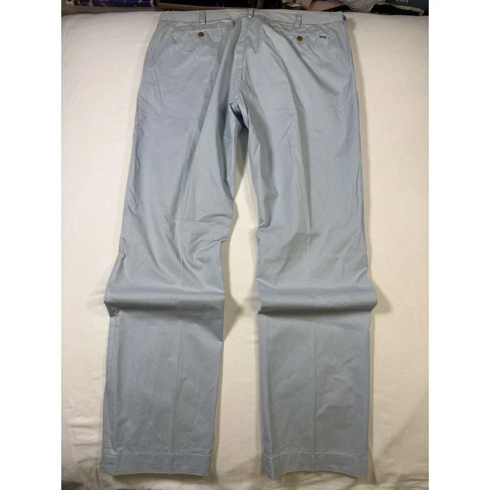 Polo Ralph Lauren Mens 36x34 Light Blue Pima Cotton Chino Flat Front Pants